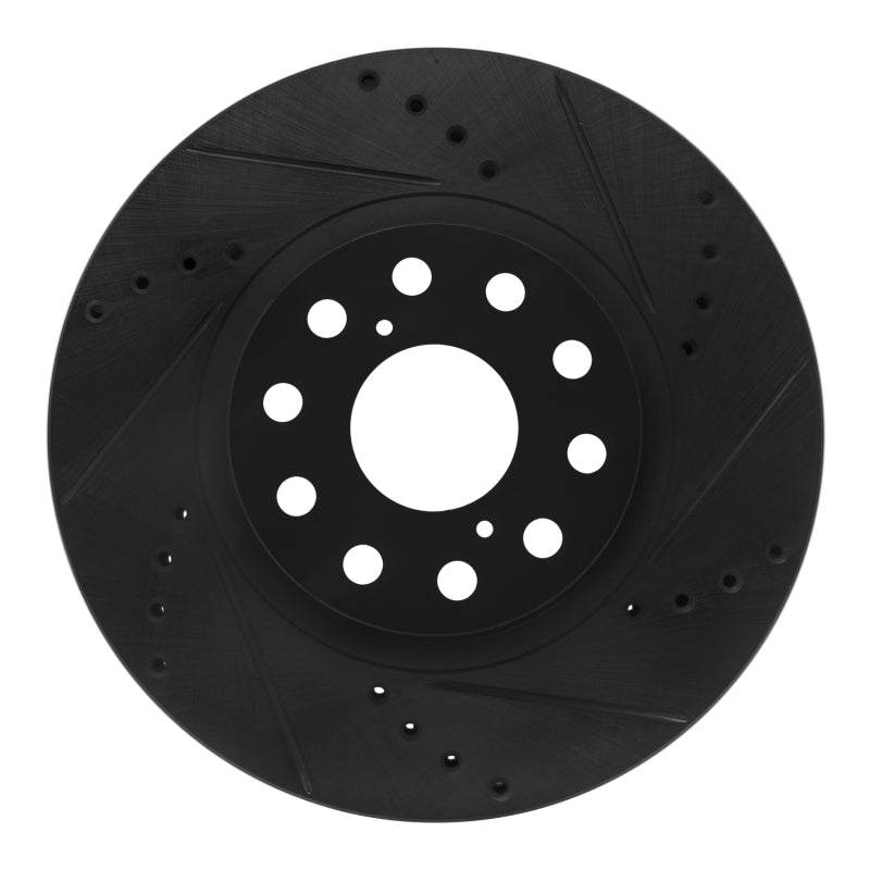 R1 93-98 Toyota Supra Front Right Drilled & Slotted Black Brake Rotor