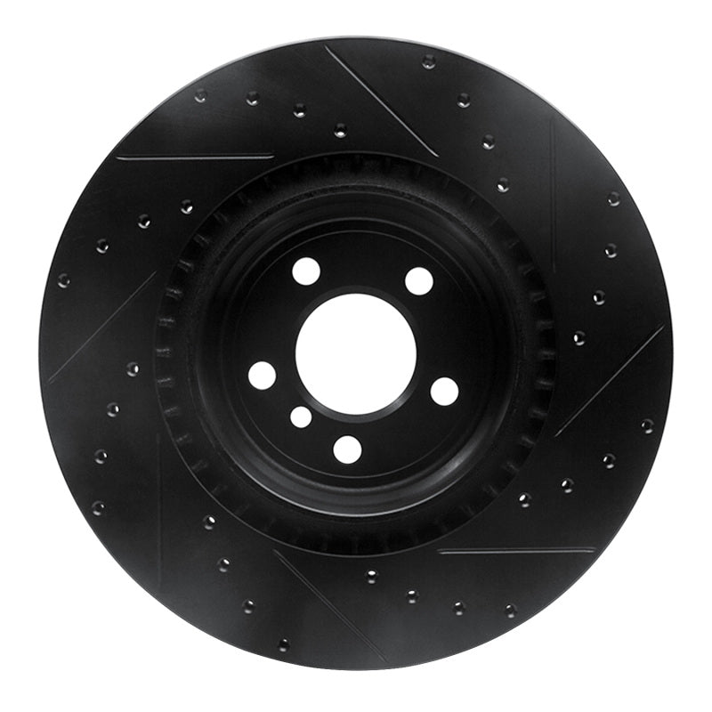 R1 09-19 BMW 750LI Rear Left Drilled & Slotted Black Brake Rotor