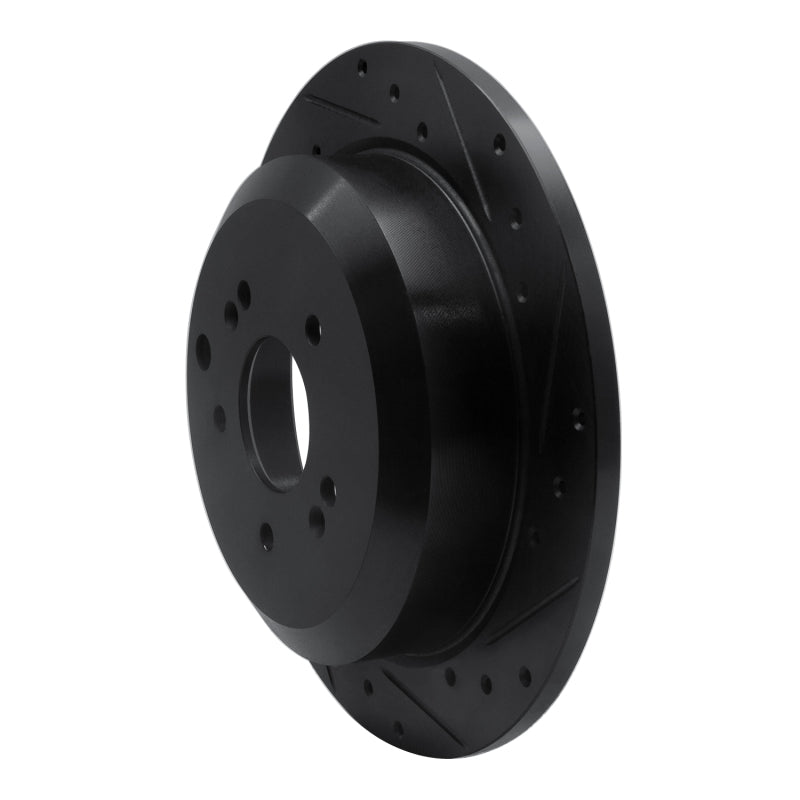 R1 07-12 Hyundai Veracruz Rear Right Drilled & Slotted Black Brake Rotor