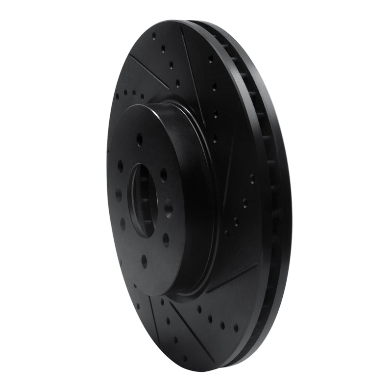 R1 09-10 Kia BORREGO Front Right Drilled & Slotted Black Brake Rotor