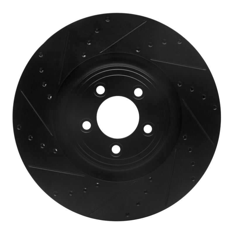 R1 06-21 Jaguar F-Type Front Left Drilled & Slotted Black Brake Rotor