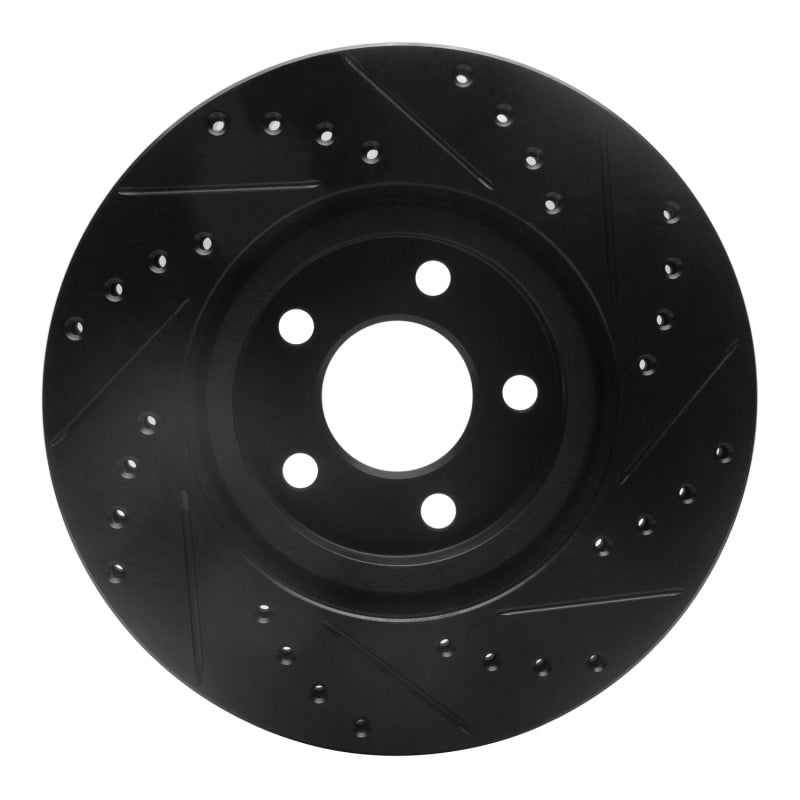 R1 03-09 Chrysler PT Cruiser Front Left Drilled & Slotted Black Brake Rotor