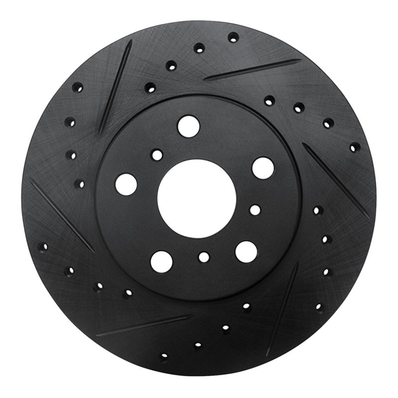 R1 90-91 Toyota Celica Front Left Drilled & Slotted Black Brake Rotor