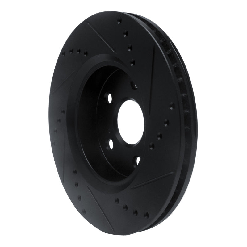 R1 18-22 Toyota C-HR Front Left Drilled & Slotted Black Brake Rotor