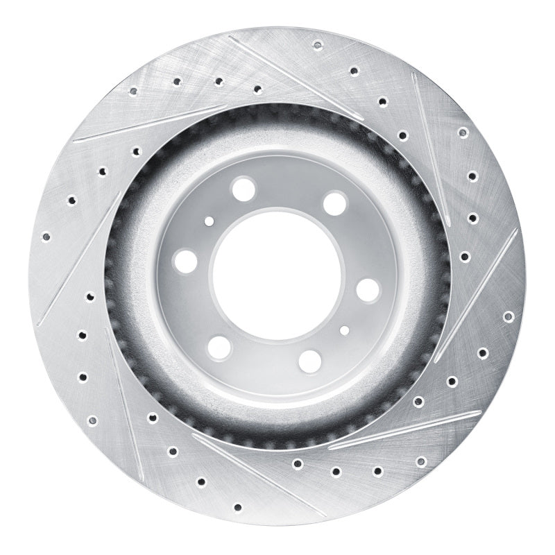 R1 2022-2025 Lexus GX550 Front Left Drilled & Slotted Silver Brake Rotor