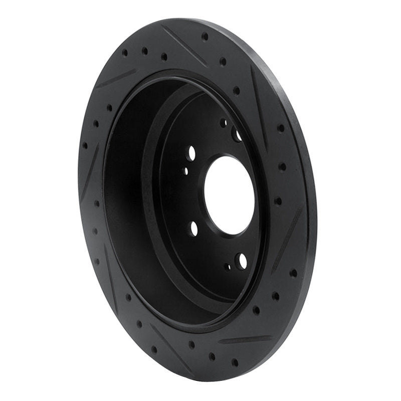 R1 05-10 Honda Odyssey Rear Left Drilled & Slotted Black Brake Rotor