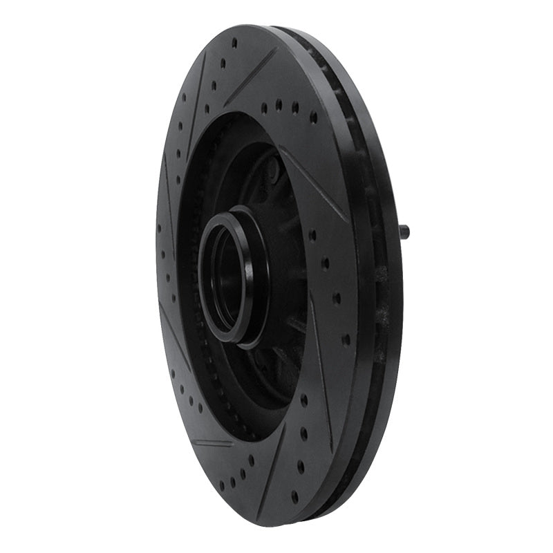 R1 97-99 Ford F-150 RWD Front Right Drilled & Slotted Black Brake Rotor