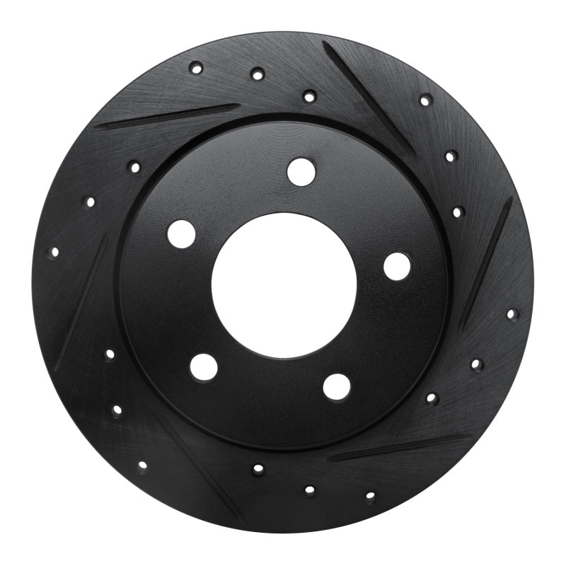 R1 04-13 Mazda 3 Rear Right Drilled & Slotted Black Brake Rotor