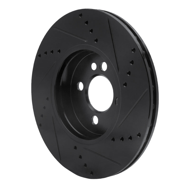 R1 07-15 Mini Cooper (Excl Clubman) Front Left Drilled & Slotted Black Brake Rotor