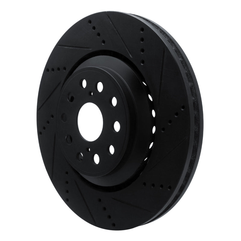 R1 07-23 Lexus LS500 Right Front Drilled & Slotted Black Brake Rotor