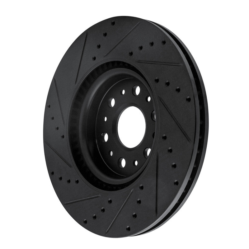 R1 2017-2025 Buick Enclave Front Right Drilled & Slotted Black Brake Rotor