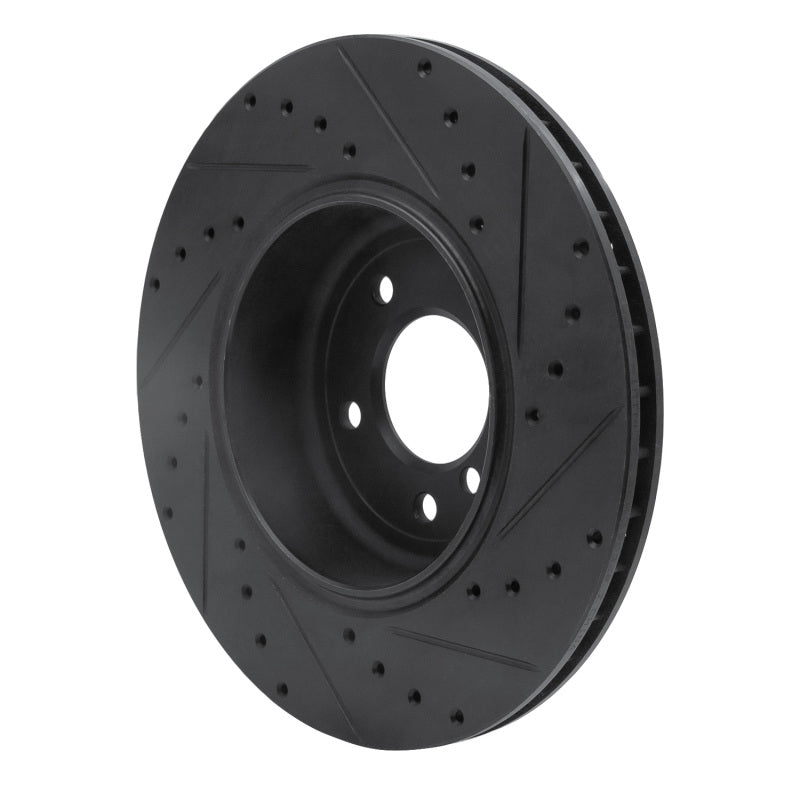 R1 04-10 BMW 535I Rear Left Drilled & Slotted Black Brake Rotor