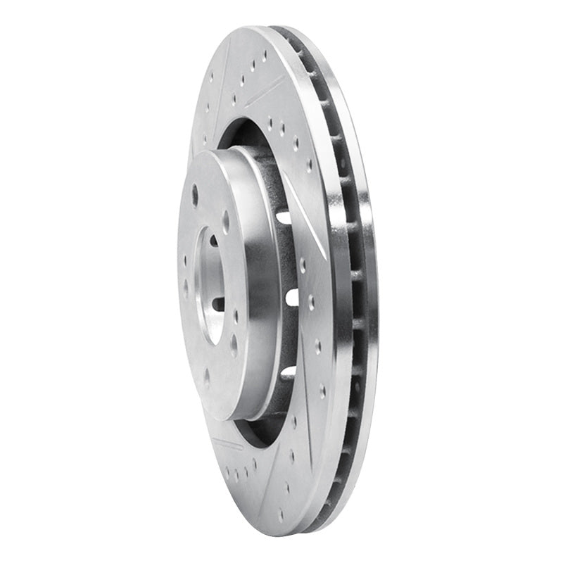 R1 05-22 Mitsubishi Outlander Front Left Drilled & Slotted Silver Brake Rotor