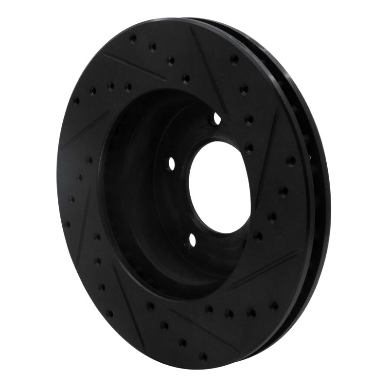 R1 90-97 Jaguar XJ6 Front Left Drilled & Slotted Black Brake Rotor