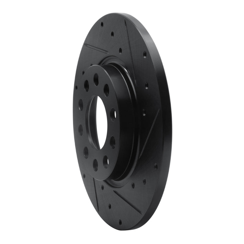 R1 2014-2022 Chrysler 200 Rear Right Drilled & Slotted Black Brake Rotor