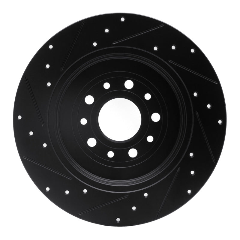 R1 05-19 Ford Freestyle Rear Right Drilled & Slotted Black Brake Rotor