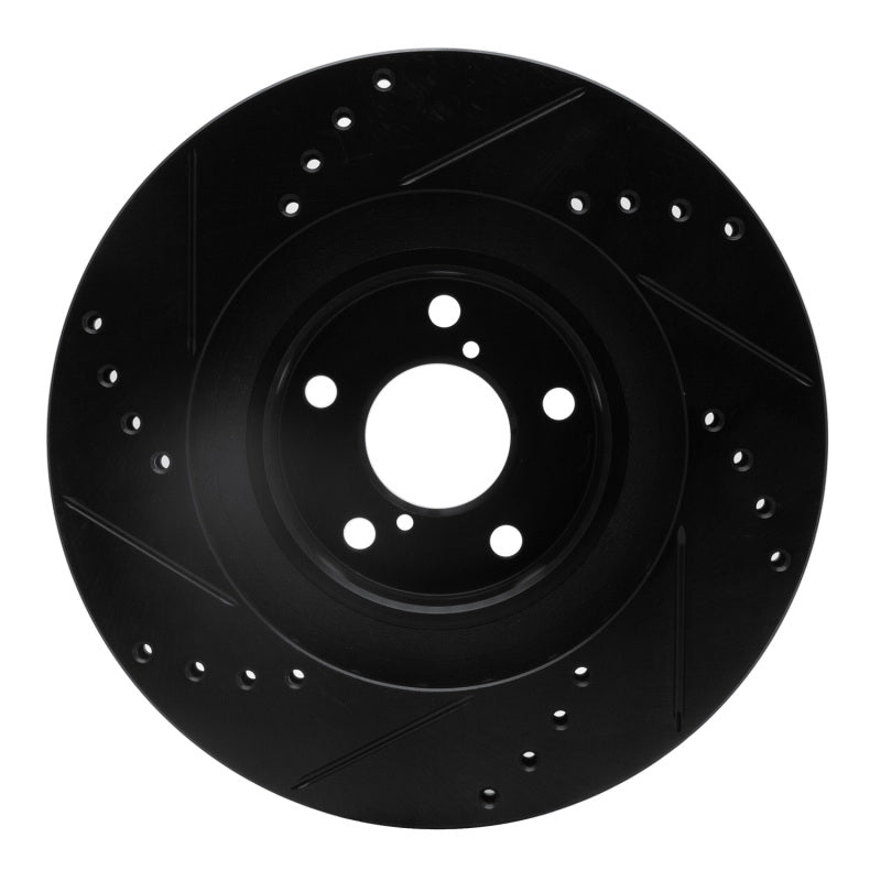 R1 01-08 Saab 9-2X Front Right Drilled & Slotted Black Brake Rotor