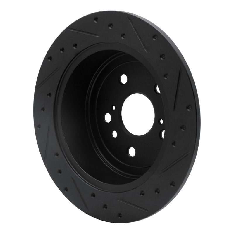 R1 09-15 Toyota Venza Rear Left Drilled & Slotted Black Brake Rotor