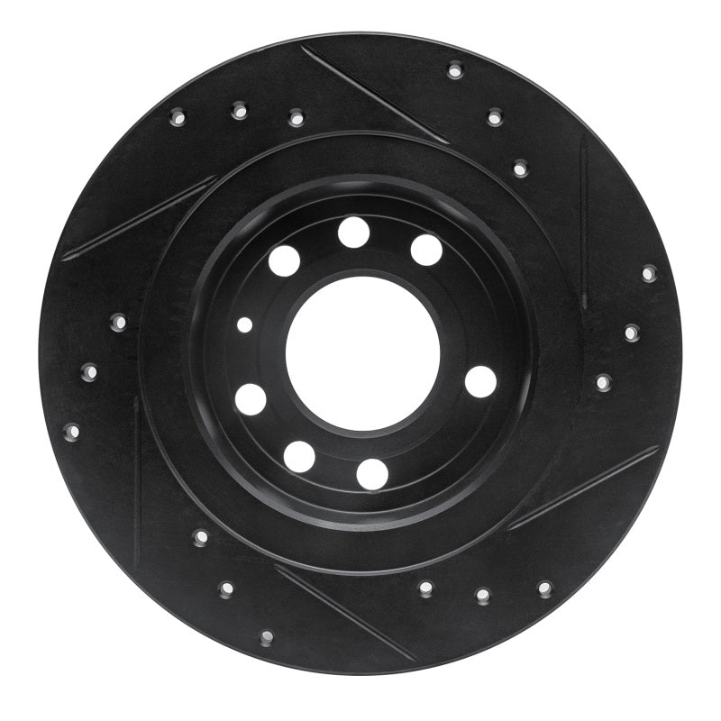 R1 06-10 Pontiac Solstice Rear Left Drilled & Slotted Black Brake Rotor