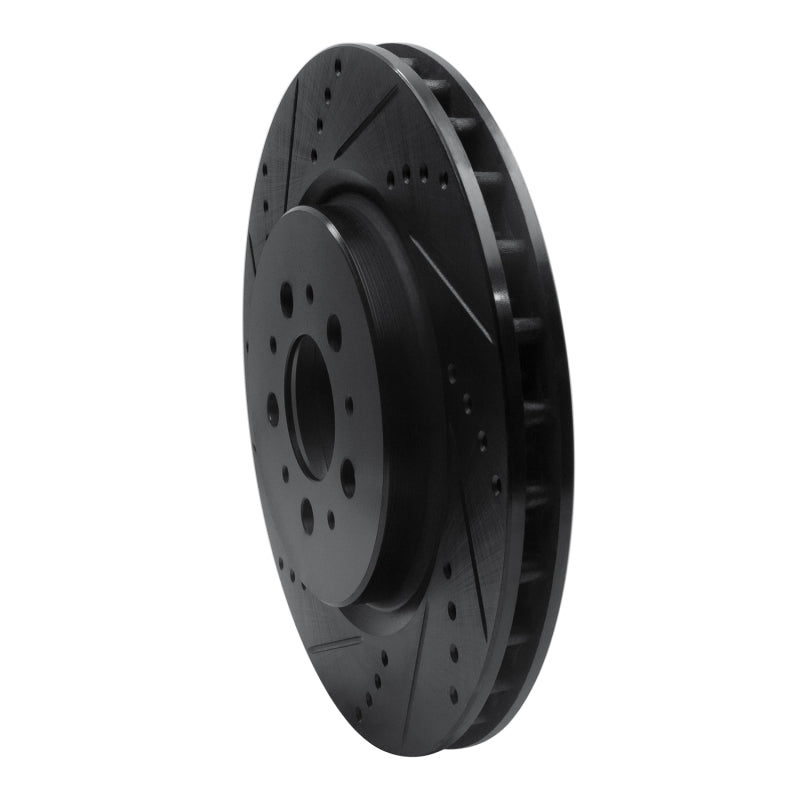 R1 04-07 Volvo V70 Rear Left Drilled & Slotted Black Brake Rotor
