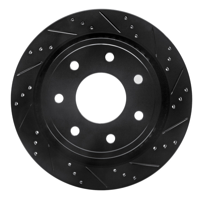R1 12-14 Ford F-150 RWD Rear Right Drilled & Slotted Black Brake Rotor