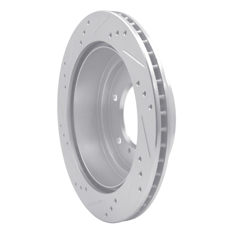 R1 00-06 Mitsubishi Montero Rear Right Drilled & Slotted Silver Brake Rotor