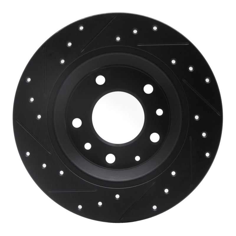 R1 98-15 Ford Fusion Rear Right Drilled & Slotted Black Brake Rotor