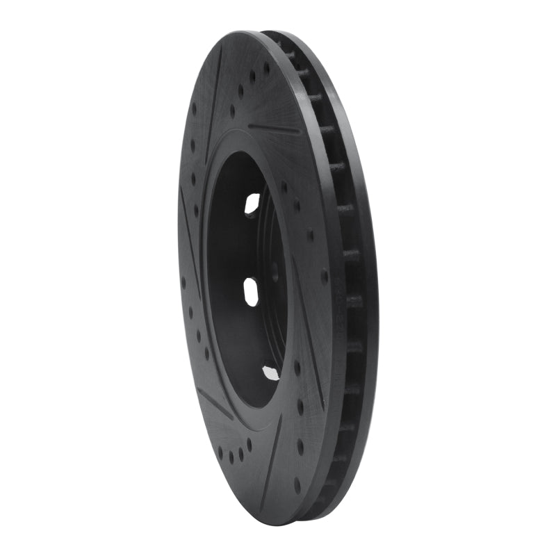 R1 00-04 Volvo V40 Front Right Drilled & Slotted Black Brake Rotor