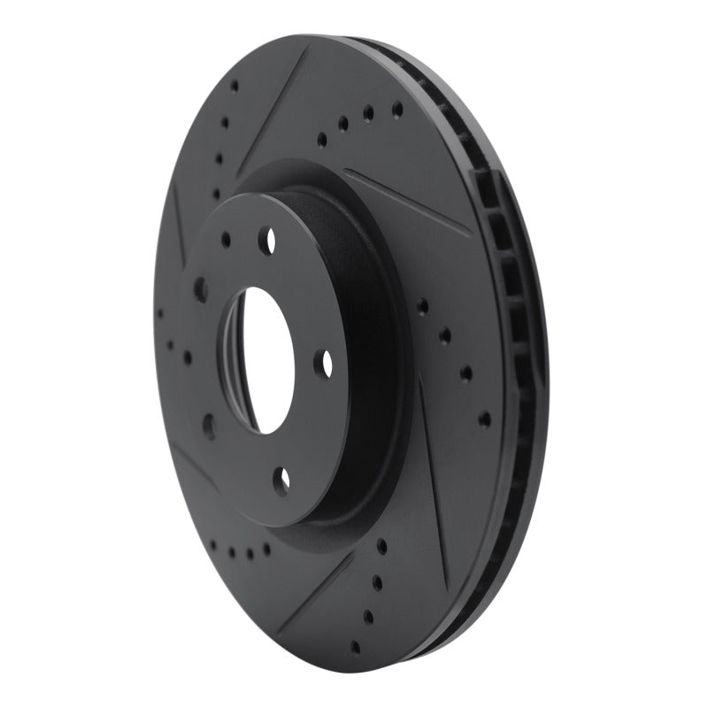 R1 19-25 Mazda CX-30 Front Left Drilled & Slotted Black Brake Rotor