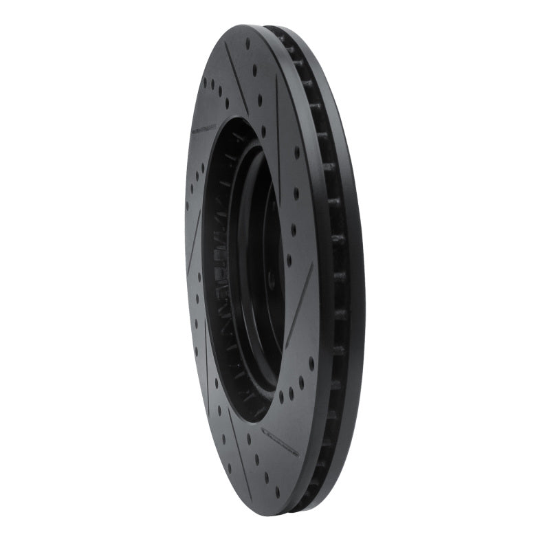 R1 15-25 Hyundai Kona EV Front Left Drilled & Slotted Black Brake Rotor