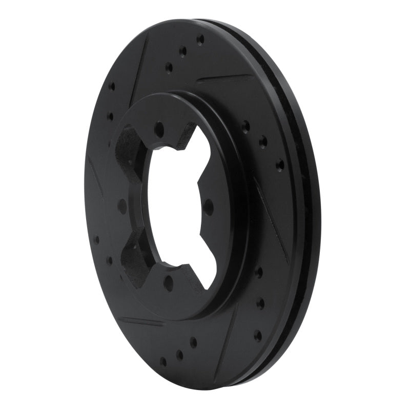 R1 84-86 Nissan 300ZX Front Left Drilled & Slotted Black Brake Rotor