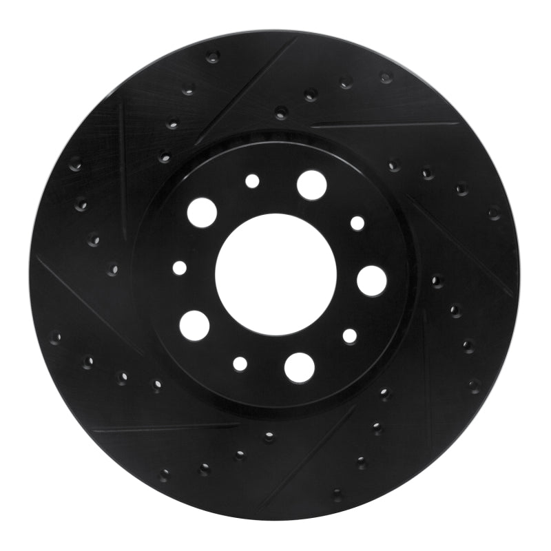 R1 99-09 Volvo XC70 Front Left Drilled & Slotted Black Brake Rotor