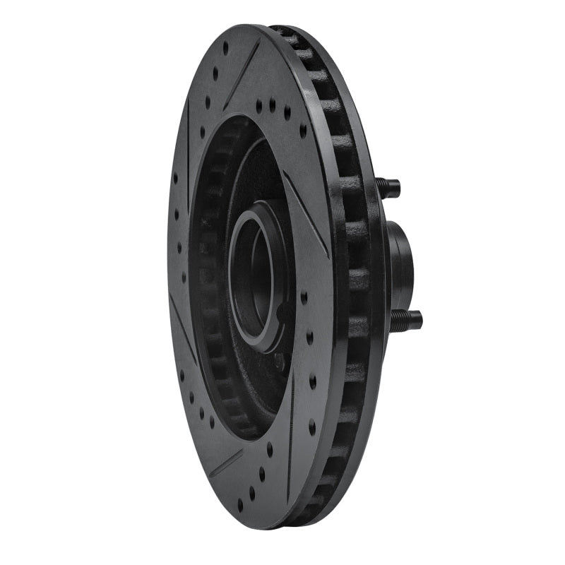 R1 87-93 Ford Mustang Front Right Drilled & Slotted Black Brake Rotor