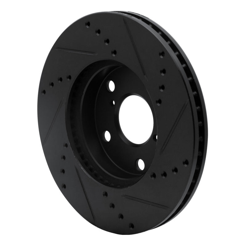 R1 01-05 Toyota RAV4 Front Left Drilled & Slotted Black Brake Rotor
