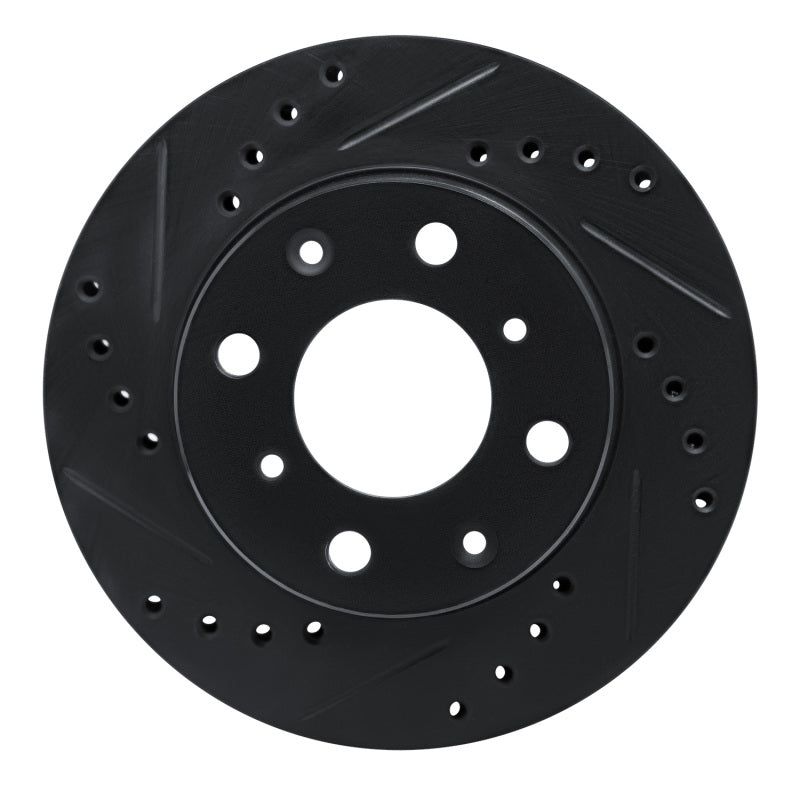 R1 83-87 Honda Prelude Front Left Drilled & Slotted Black Brake Rotor