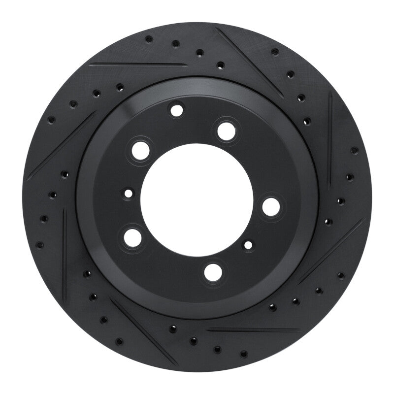 R1 -23 Porsche Cayenne Rear Right Drilled & Slotted Black Brake Rotor
