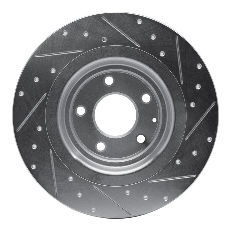 R1 16-23 Mazda CX-9 Rear Left Drilled & Slotted Silver Brake Rotor