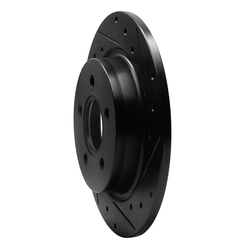 R1 04-13 Volvo V50 Rear Right Drilled & Slotted Black Brake Rotor