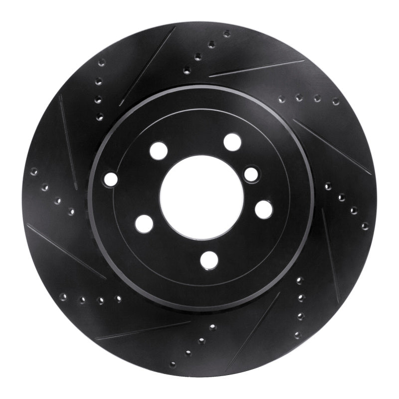 R1 10-12 Land Rover Range Rover Rear Left Drilled & Slotted Black Brake Rotor