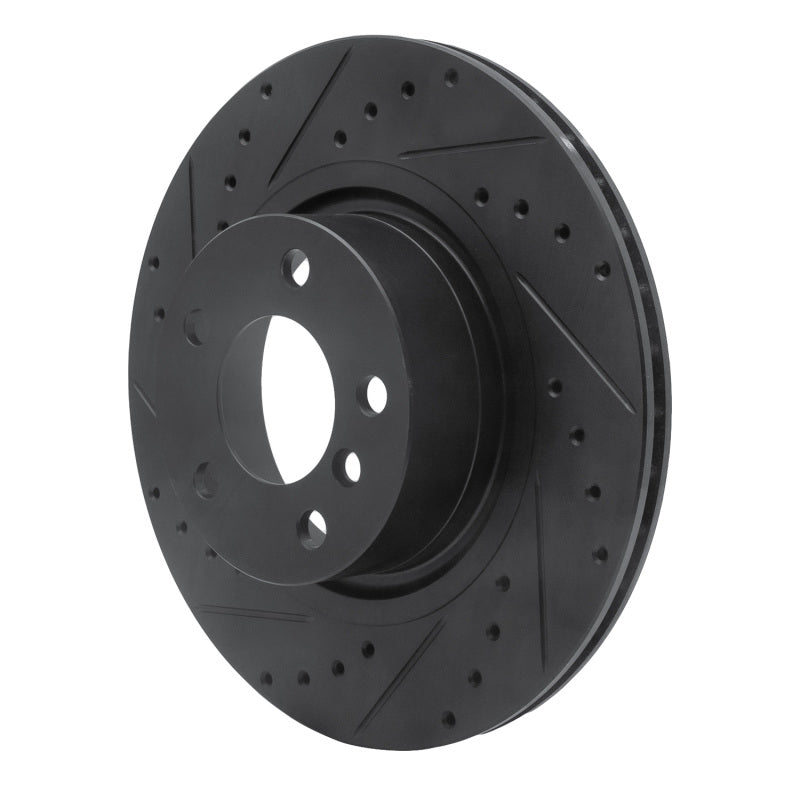 R1 11-18 BMW X4 Rear Left Drilled & Slotted Black Brake Rotor