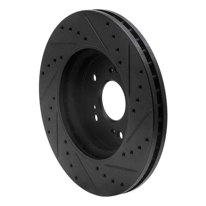 R1 07-16 Acura RDX Front Left Drilled & Slotted Black Brake Rotor