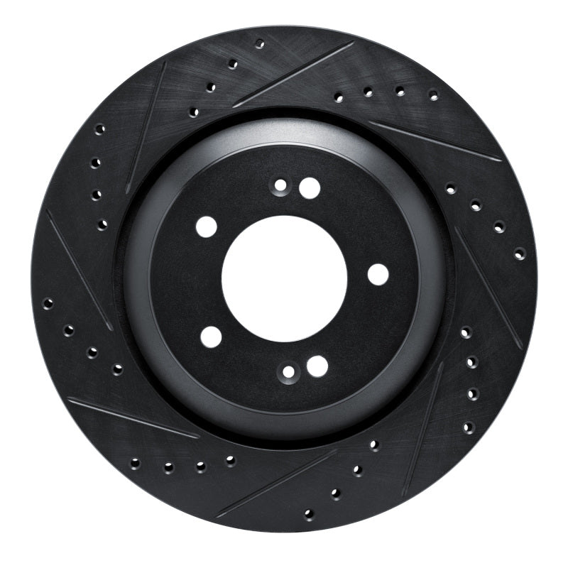 R1 2019-2025 Hyundai Elantra N Rear Left Drilled & Slotted Black Brake Rotor