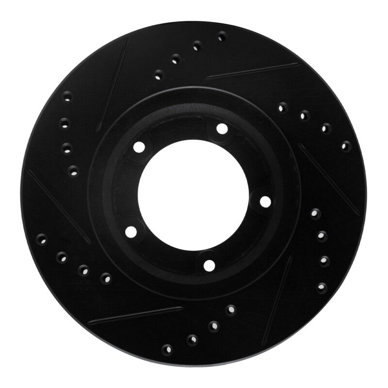 R1 89-08 Toyota Hilux (Mexico) Front Right Drilled & Slotted Black Brake Rotor