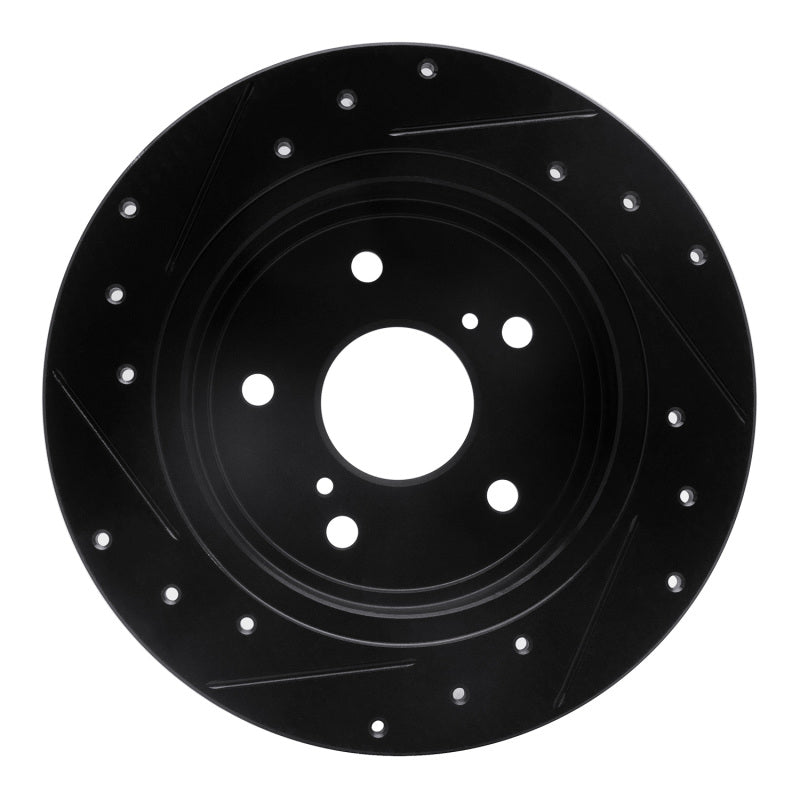 R1 10-13 Suzuki Kizashi Rear Right Drilled & Slotted Black Brake Rotor