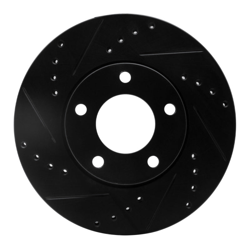 R1 04-13 Mazda 3 Front Left Drilled & Slotted Black Brake Rotor