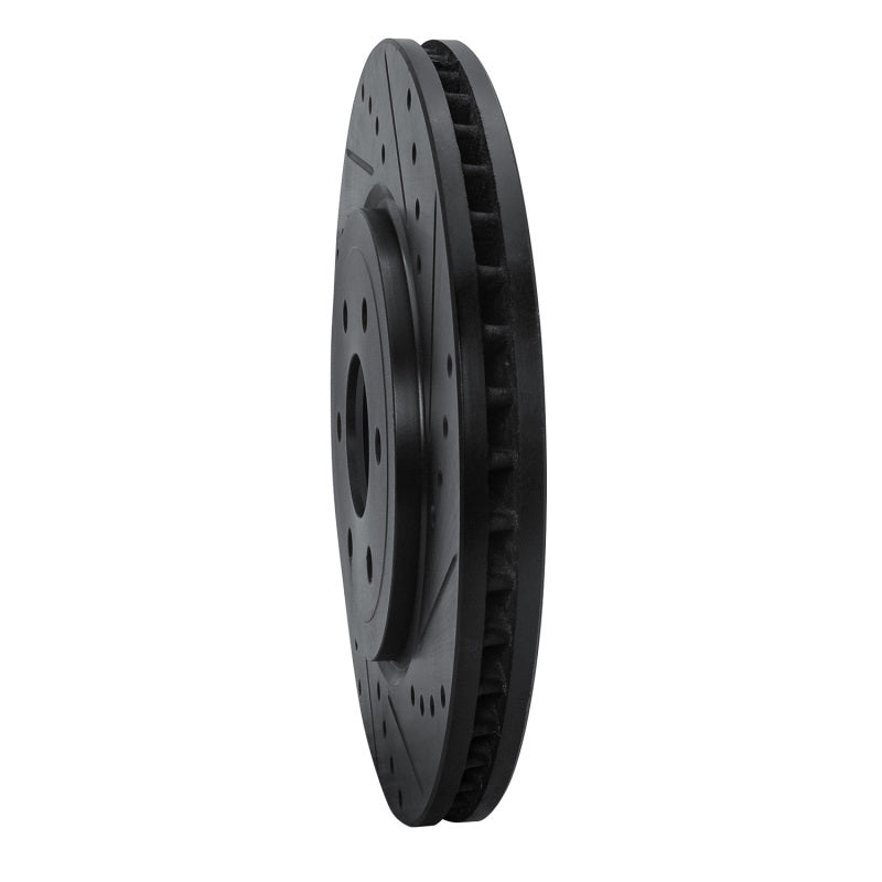 R1 08-11 Nissan Pathfinder Front Right Drilled & Slotted Black Brake Rotor
