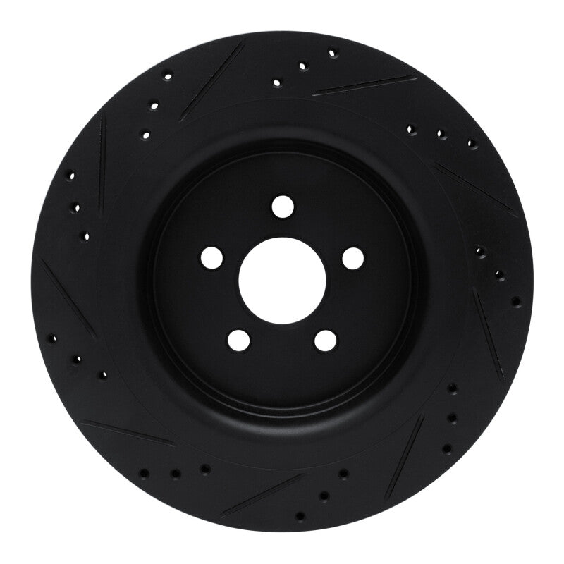 R1 19-24 Ford Edge Rear Right Drilled & Slotted Black Brake Rotor