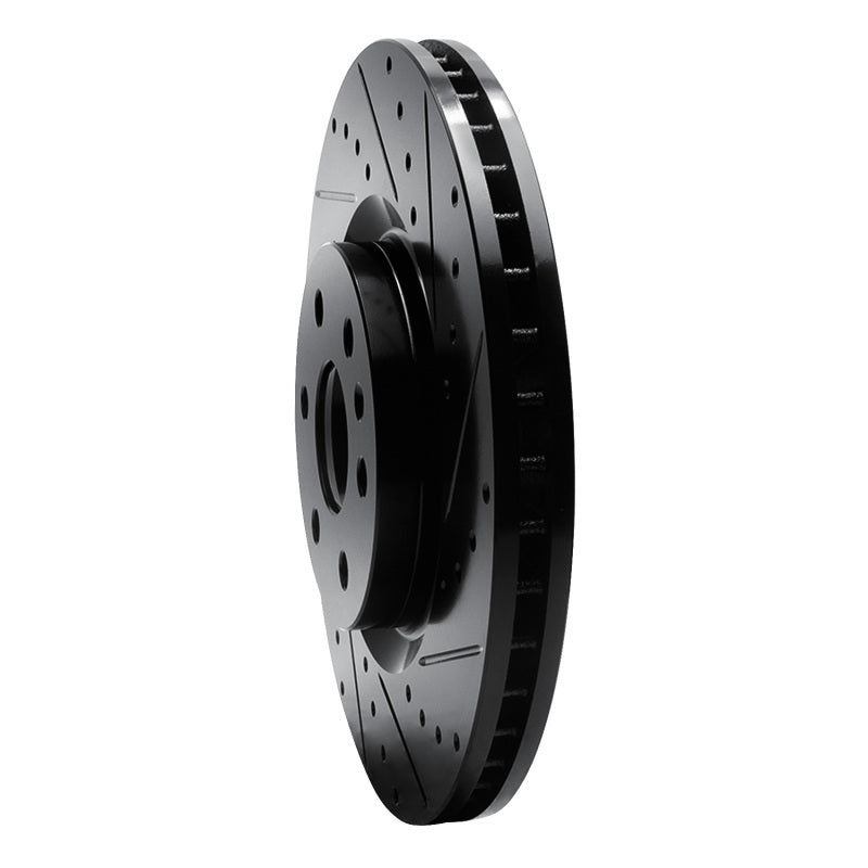 R1 10-16 Cadillac SRX Front Right Drilled & Slotted Black Brake Rotor
