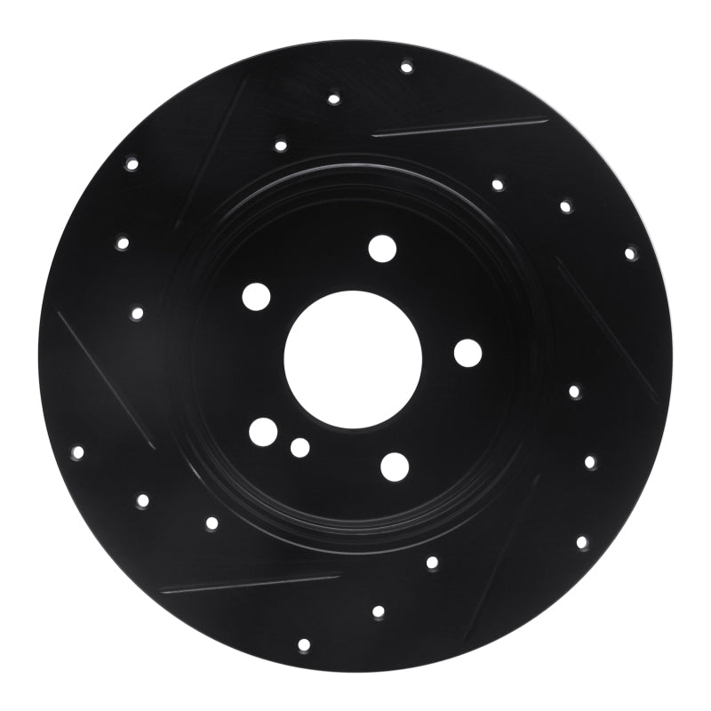 R1 94-11 Mercedes-Benz CLK350 Rear Right Drilled & Slotted Black Brake Rotor
