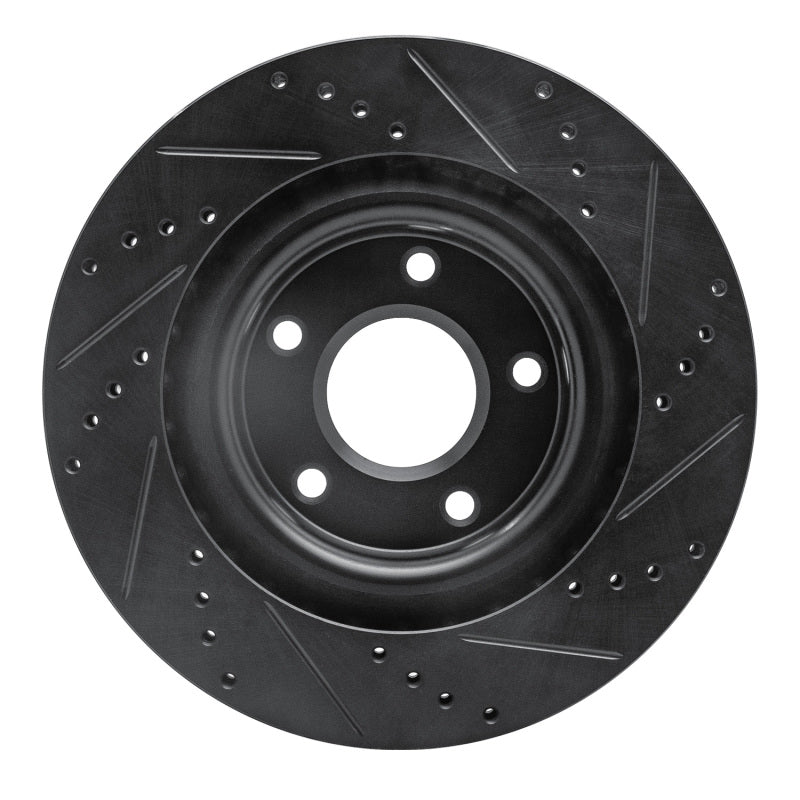 R1 05-13 Cadillac XLR Front Left Drilled & Slotted Black Brake Rotor